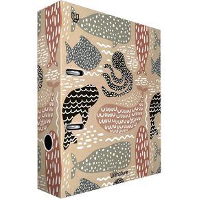 Kraft Lever Arch File A4, Recycled, Spine 65 mm, with Eyelet and Rado, Uninature Design Whales, FSC Recycled 100%
