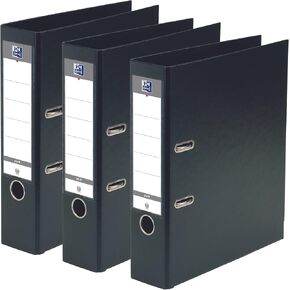 Oxford Pack of 3 Lever Arch Files A4 XL 80 mm 2 Rings Capacity 750 Sheets Polypropylene Cover Black