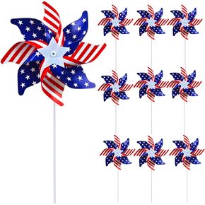 4th of July Patriotic Pinwheels Independence Day Windmill American Flag Red White and Blue Pinwheels for Memorial Day Party Decorations Supplies Outdoor Decoration