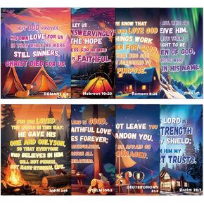 8Pcs True North VBS 2025 Posters Vacation Bible School Christian Bulletin Board Decorations Sunday School VBS Religious Motivational Bible Verse Posters for Classroom Church Home Wall Door Decor
