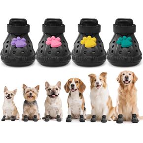 Dog Shoes for Hot Pavement - Dog Shoe for Small Size Dogs,Dog Boots & Paw Protectors,Easy ON & Off, Non-Slip,Outdoor Dog Booties with Reflective Strap for Beach and Snow(Black,Size8)