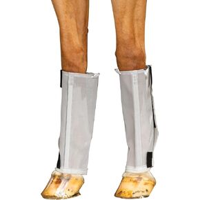 Schneiders Dura-Mesh BugGuard Horse Fly Boots | Set of 4 | Reflective Safety Strips | 1000D Poly Vinyl Mesh | Tapered Cone Fit | Color Gray | Size Medium