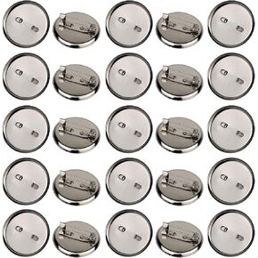 50 Pack Brooch Pins, 1 Inch Disk Pin, Blank Pins with Flat Trays for Crafts DIY Jewelry Making (Silver)