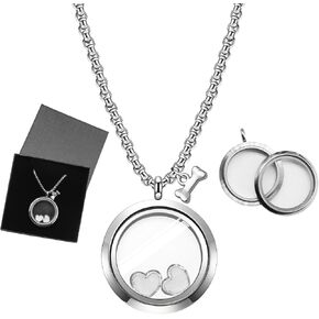Pet Fur Memorial Necklace Pet Dog Ashes Keepsake Pet Urn Pendant Memorial Jewelry Necklace Transparent Glass Circle Stainless Steel Chain Cat Hair Memorial Gifts, Heart Necklace for Dried Flowers