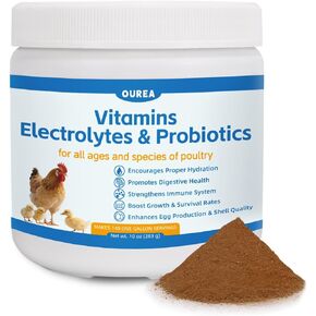 Chicken Vitamin, Electrolyte & Probiotic Supplement - Support Hydration Digestion Immunity Egg Production – Poultry Supplement for Chickens, Ducks, and All Ages of Birds – All-Season Use,10oz Powder