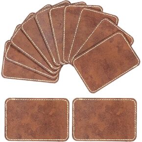 30 Pcs Iron on Blank Leatherette Patch Leather Patches for Hats Blank Leatherette Hat Patches with Adhesive Square Rectangle Patch for DIY Sewing Crafts for Hats, Jackets, Jeans (Brown,3 x 2 Inch)