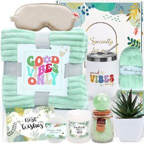 Get Well Soon Gifts for Women - 11 Pcs Basket for Sick Friends After Surgery, Feel Better Self Care Box With Blanket, Birthday, Spa, Thinking of You