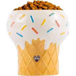 BigMouth Inc Ice Cream Elevated Ceramic Bowl for Cat Food or Dog Food, Cute Raised Food or Water Dish, Fun Pet Supplies for Pet Food