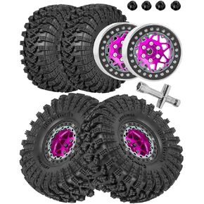 1.9 RC Wheels for 1/10 SCX10 SCX10II SCX10III 90046 TRX4 D90.Aluminium RC Truck Tires Highway Tires 1.9" RC Wheels and Tires 1.9 Beadlock Wheel Rim RC Tires,Colour