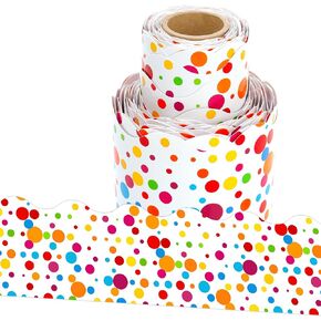 36 Feet Colorful Shape Bulletin Board Border Roll, Colored Confetti Shape Bulletin Board Border Trim for Back to School Classroom Office Wall Window Bulletin Board Party Decoration