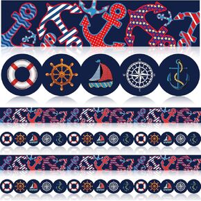 Spakon 60 Pcs Nautical Bulletin Board Borders Classroom Decorations Nautical Die Cut Border Trim Anchors Straight Rolled Border Trim Set for Teacher Students Classroom Board Wall