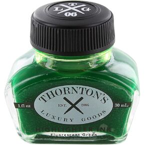 Thornton's Luxury Goods Premium Fountain Pen Ink Bottle 30ml | Smooth Effortless Flawless Writing | Suitable for All Brand and Calligraphy Pens | Office Supplies (Highlighting Green)