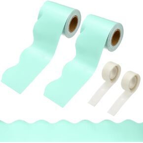 PATIKIL 2 Rolls Bulletin Board Borders, 65.6ft Light Pink Border for Bulletin Board with Clear Sticky Dots Scalloped Trim for Office Party Classroom Decorations