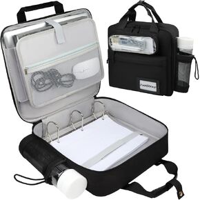 3 inch D-ring Zipper Binder Bag for 700 Sheets&13 inch Laptop Organizer, Detachable Zip Up Binder with Removable Pen Case& Bottle Pocket for Middle High School Office Supplies Storage (Black)