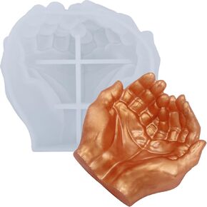 EuTengHao 3D Hand Mold for Resin Crafting, Palm Tray Silicone Mold for Succulent Jewelry Art Storage, Dish Candle Holder Decorative DIY Gift for Artists, Home Decoration