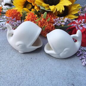 Pair of Whales 3.5" Ceramic Bisque Ready to Paint Pottery