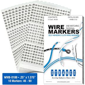 Premium Wire Marker Book for Cable Management, Vinyl-Coated, High-Tack Adhesive, Electric Panel Wire Label Stickers - 10 Pages, 1 Book, Numbered 46-90 (Pack of 1)