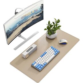 DAWNTREES Desk Mat Protector,PU Leather Laptop Pad,Non Slip, 23.6" x 13.8" Large Mouse Pad and Keyboard Mat, Waterproof Writing Pad for Office and Home (Black) in Saudi Arabia