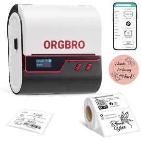 ORGBRO Z3 Bluetooth Label Maker, Portable Thermal Barcode Label Printer, 2-3 Inch Print Width, Suitable for Small Business, Address, Logo, Clothing, Compatible with Phones & PC