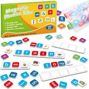 Magnetic Letter Tiles, Phonics Spelling Games Speech Therapy Phonemic Awareness Alphabet Fridge Magnets Learn to Read Science Reading Manipulative Elkonin Box Preschool Kindergarten Classroom