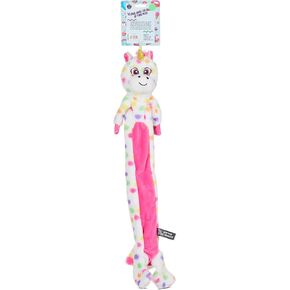Bow Wow 24" Stuffing-Free Long Plush Dog Toy – Crinkle Body & Squeaker Head – Interactive Tug & Fetch Animal Toy – Colors May Vary (Farm, Safari, Unicorn, Zebra)