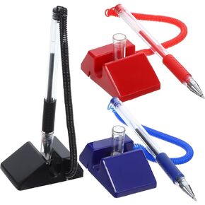 3Pcs Theft Security Pen with Holder for Reception Desk Countertop Pens for Offices Banks and Retail Use