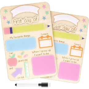 1 Set First Day of School Board Personalized My First and Last Day Sign Back to School Boho Board Chalkboard for Kids Preschool Kindergarten 1st Grade, Need to Tear off the Film Before Use