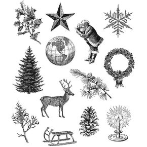 Stampers Anonymous Cling RBBR Stamp Set TH, Holiday Things
