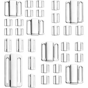32pcs 4 sizes metal bra strap hooks bikini clips, bra hooks replacement & bra clasp for diy craft, lingerie sewing, swimsuit adjustment slides, bra accessories