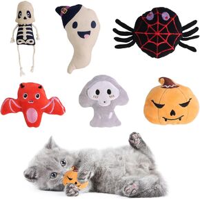 FOIMAS 6pcs Catnip Toys,Knife Shaped Catnip Toys Teething Chew Plush Toys for Cat Kitten Teeth Cleaning Inreractive Toys Indoor Outdoor Halloween Christmas