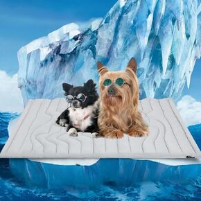 ZonLi Dog Cooling Mat, 36" x 23"Medium, Cooling Pad Reversible (Cool & Warm), Pet Cool Mats for Dog and Cat use in Crate, Kennel, Bed, Sofa, Machine Washable, Durable, Non-Gel, Glacial Grey