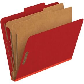Pendaflex Classification Folders, Standard, 2 Dividers, Embedded Fasteners, 2/5 Cut Tab, Bright Red, Letter Size, 10/BX (24131P)