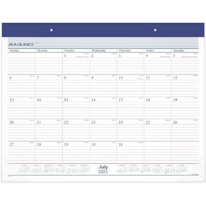 AT-A-GLANCE® Academic 2025-2026 Two Color Monthly Desk Pad Calendar, Standard, 21 3/4" x 17"