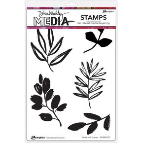 Dina Wakley Media Cling Stamps 6"X9" Sticks with Leaves