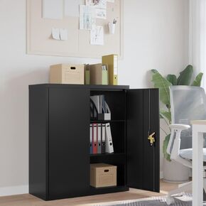 CHARMMA File Cabinet Black Powder-Coated Steel Medium File Cabinet,Filing Cabinets-339738