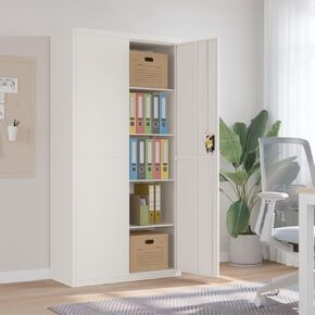 CHARMMA File Cabinet White Powder-Coated Steel Medium,Filing Cabinets-339752