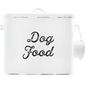 AuldHome Design Retro Dog Food Canister (Black); Modern Farmhouse Style Storage Bin for Pet Food