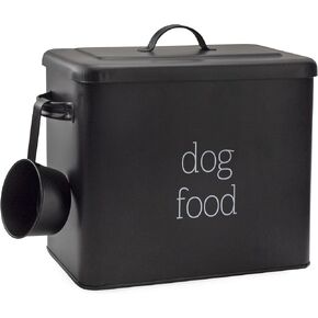 AuldHome Design Retro Dog Food Canister (Black); Modern Farmhouse Style Storage Bin for Pet Food in Kuwait
