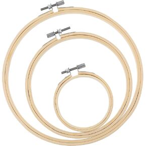 3Pcs Embroidery Hoops 3/6/8 Inch, Bamboo Frame Cross Embroidery Hoops, Adjustable Circle Stitch Hoop Set for Cross Stitch Ornament Art Craft Sewing