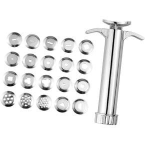 Stainless Steel Clay Extruder Tool with 20 Discs for Cake Fondant Decorating Pottery Sculpting and School Modeling