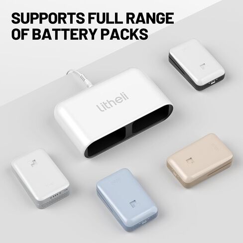LiTHELi U20 Dual Port Battery Charger, 90W Fast Charging Station for U20 Power Tools and Outdoor Equipment, Portable Smart Charger, 50-Minute Fast Dual Charging in Kuwait