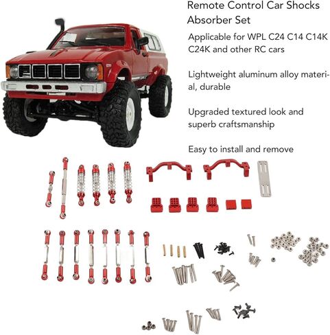 مجموعة قطع الغيار RC Car Car ، صدمات سبيكة من ألومنيوم عالي القوة امتصاص طقم قضيب السحب لـ WPL C24 C14 C14K C24K RC CAR (أحمر) in Kuwait