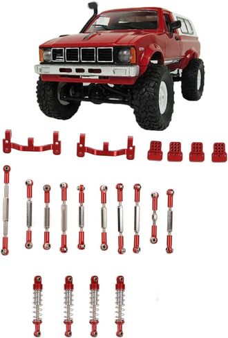 مجموعة قطع الغيار RC Car Car ، صدمات سبيكة من ألومنيوم عالي القوة امتصاص طقم قضيب السحب لـ WPL C24 C14 C14K C24K RC CAR (أحمر) in Kuwait
