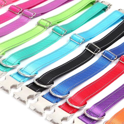 Personalized Adjustable Dog Collar with Metal Buckle,Laser Engraved On The Metal Buckle,Custom Reflective Nylon Quick Release Dog Collar for Small,Medium and Large Dogs. in Saudi Arabia