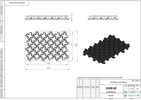 Standartpark Vodaland Permeable Pavers - EasyPave Grass & Gravel Driveway Grid - Load Class A-D, 100% Recycled Plastic Pavers, 2" Depth, 35 Sq Ft/ 14 Units, Gray in Kuwait