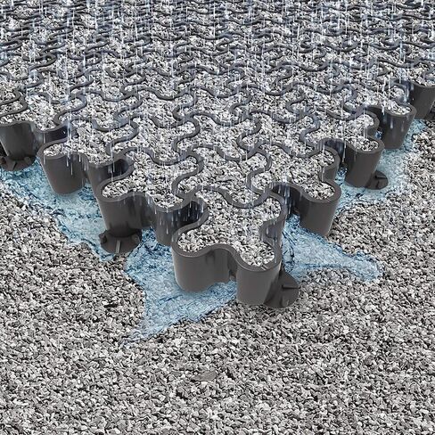 Standartpark Vodaland Permeable Pavers - EasyPave Grass & Gravel Driveway Grid - Load Class A-D, 100% Recycled Plastic Pavers, 2" Depth, 35 Sq Ft/ 14 Units, Gray in Kuwait