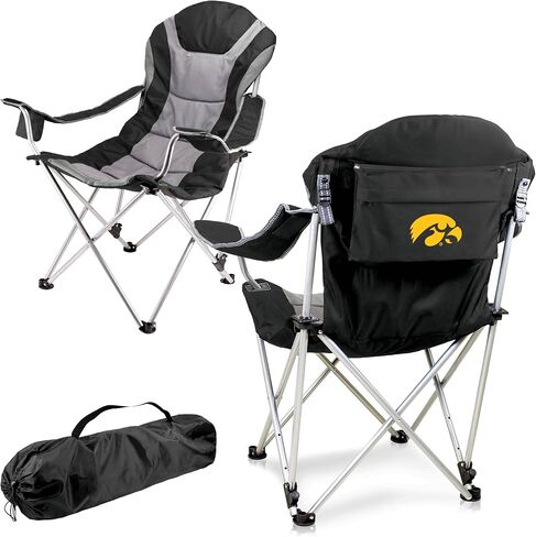 PICNIC TIME NCAA Reclining Camp Chair, One Size, Black with Gray Accents in Saudi Arabia