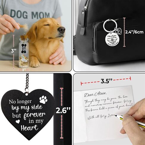 Pet Memorial Gift for Dogs Cats, Rustic 360 Rotating Picture Frame 4x6 Photo, Pet Hair Keepsake Fur Jar Rainbow Bridge No Longer By My Side Wooden Heart Tag, In Loving Sympathy Animal Loss Gift PR-3R in Saudi Arabia