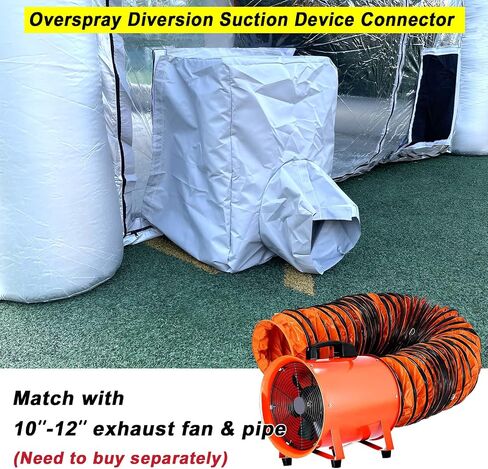 FLAPKWAN Overspray Exhaust Ventilation Device Connection with 12'' Exhaust Fan and 33ft Ducting Hose for Filtering Out Overspray Faster, Just Fits for FLAPKWAN Inflatable Paint Booth in Saudi Arabia