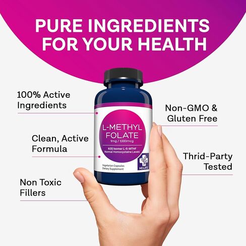 MD Life L Methylfolate 1mg - مكمل Methylfolate النشط بدرجة احترافية - مكملات MTHFR ذات الفعالية القصوى - L methylfolate 1mg 60 كبسولة - الأحماض الأمينية الأساسية in Kuwait